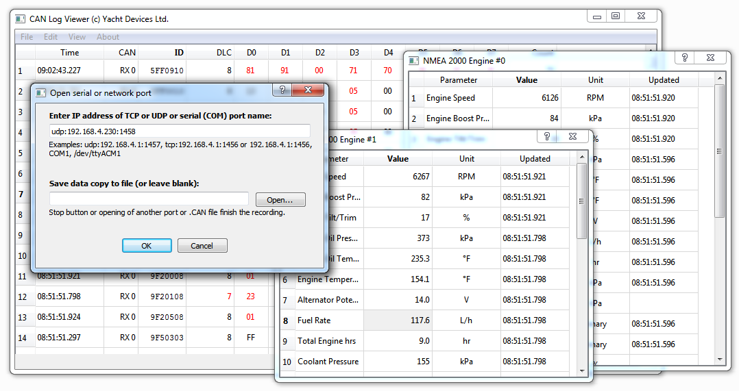 CAN Log Viewer 1.06: просмотр записей SeaTalk NG