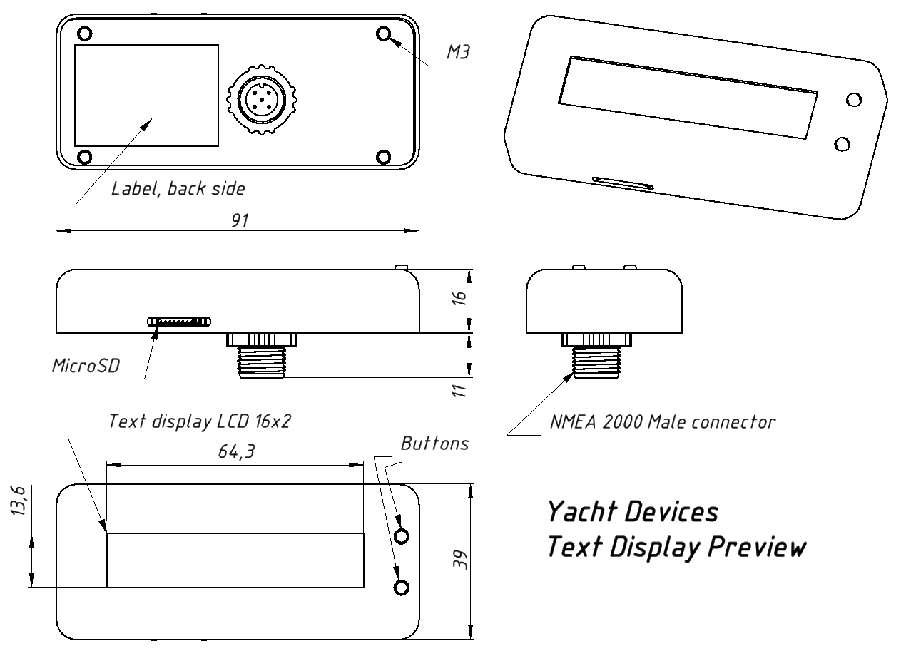 Чертеж Yacht Devices Text Display